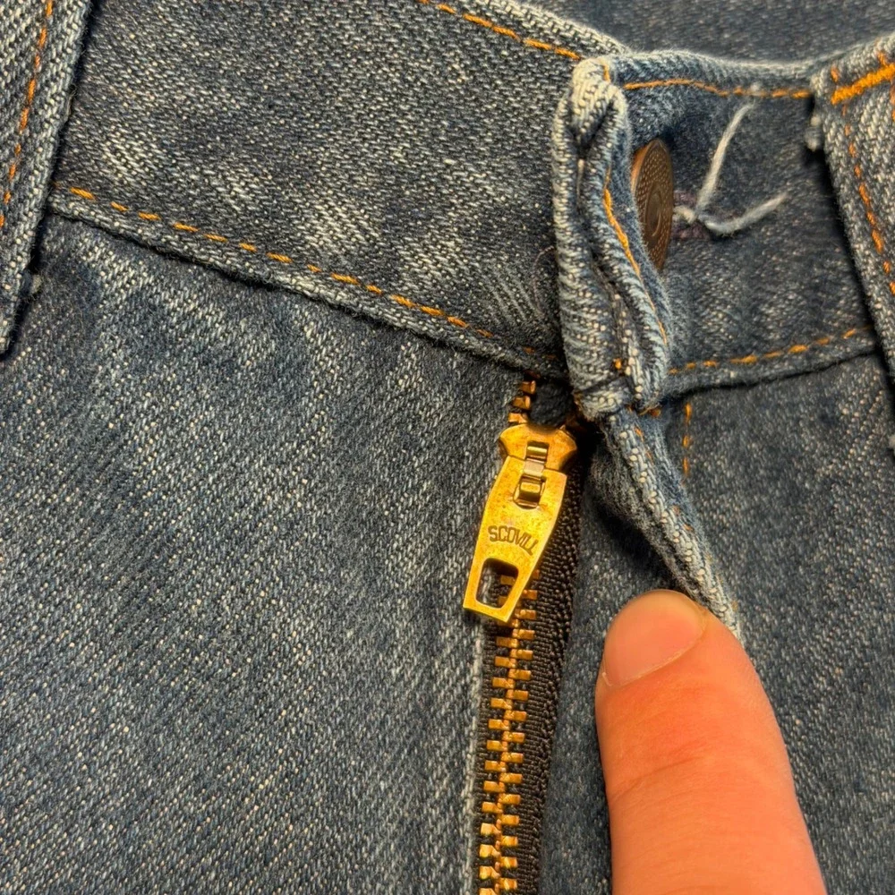 Vintage 70s JCPenney Plain Pockets Jeans Mens Straight Leg Scovill Zip 30x28
